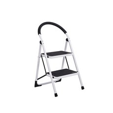 스노우아울 가정용 접이식 사다리 2단 화이트, 1개