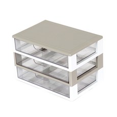 하라데코 와이드 서랍 멀티 책상 정리함, 그레이 + 화이트, 3단