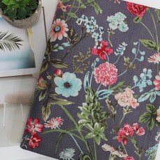 BED&DECO 花卉印花棉麻布, 鳶尾炭