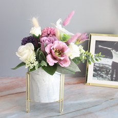 MORIANN 人造花金色框架永生康乃馨中心擺飾, 紫色, 1套