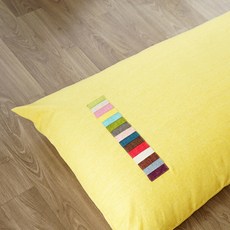 棉花亞麻混紡佛堂大坐墊, 黃色