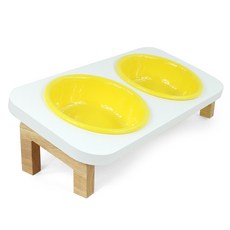 HC 오크 에그 멜라빈볼 반려동물 식기 2구 34UXP, 1세트, 옐로우