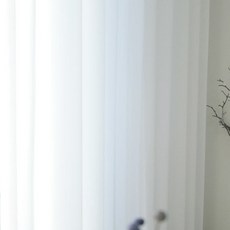 Maison Textile 亮面雪紡防焰窗簾, 白色