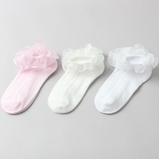 KIDS FUTURE 女童蕾絲踝襪 3雙組