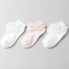 Kids Future 女童 Emma 蕾絲踝襪 3雙組