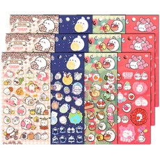 Molang PVC貼紙 4種 x 3p 套組, 混色, 1套