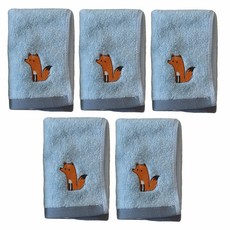 SEMOMS 莫代爾刺繡毛巾, 狐狸（藍色）, 5個