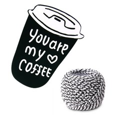 인디케이 넌 내 커피야 텍 100p + 트와인끈 화이트블랙 18m, 혼합색상, 1세트