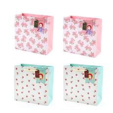 Flyingwhales 紅髮安妮禮品購物袋 2款 x 2入組, 粉紅色, 薄荷綠