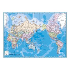 地圖網 護貝款 英文版 依國家區分世界地圖 小 110 x 78 cm + 最新韓國全圖 + 收納盒組, 1套