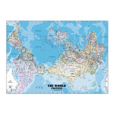 地圖.com 護貝款 倒掛世界地圖 02 小 110 x 78 cm + 最新大韓民國全圖 + 收納盒套組, 1套