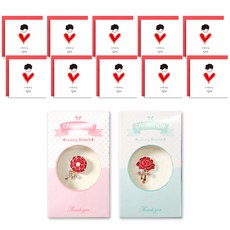 透映康乃馨感謝胸針2件組 + 媽媽我愛你留言卡10入, 混合色, 1套