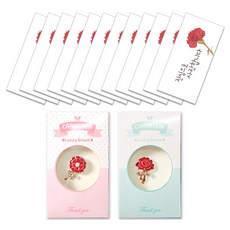 康乃馨感謝胸針 2款 + 康乃馨零用錢信封 12入 套組, 真心愛你, 1套