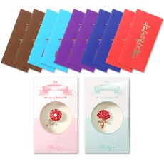 康乃馨感謝胸針 2款 + 金色書法橫式5色零用錢信封 10入組, 感謝, 1套