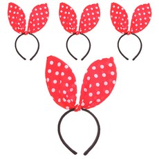 圓點兔子髮箍, 紅色, 4個