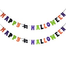 LivingDA 萬聖節毛氈掛旗 2入, 混合色