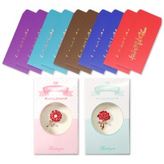 康乃馨感謝胸針2款 + 金色書法直式5色紅包袋10入組, 感謝, 1套