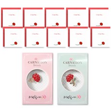 透映 康乃馨愛心胸針 2款 + 訊息卡 I Love You 10入, 混合色, 1套