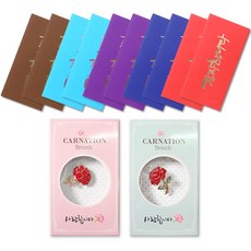 康乃馨愛心胸針 2款 + 燙金書法橫式5色零用錢信封 10入組, 感謝, 1套