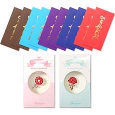 康乃馨感謝胸針 2款 + 金色書法橫式5色零用錢信封 10入組, 健康, 1套