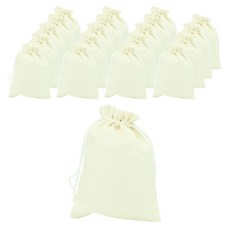 Donna&deco 彩色麻料束口袋 大, 象牙白, 20個