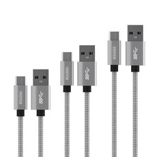 Yoitch USB 3.1 Gen1 Type-C 高速充電線 50cm + 100cm + 150cm 套組, 金屬, 1套, 1.5m
