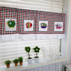 生活裝飾 小羊格紋短窗簾, 混和色