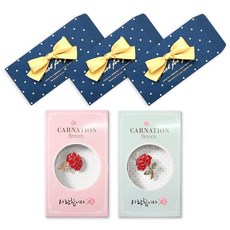 2Youngdesign 康乃馨愛心胸針2款 + 奢華緞帶紅包袋3入組, 藍色, 1套