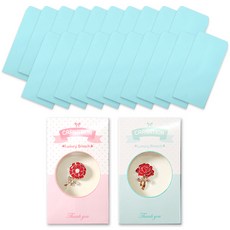 康乃馨感謝胸針 2款 + 彩色直式紅包袋 20入組, 藍色, 1套