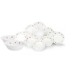 Corelle 康寧 10人份蔬果印花碗盤組 45入, 混合顏色, 9種餐具