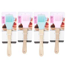 Casa Sunco木柄矽膠海苔夾 藍色 2入+粉色 2入, 混色