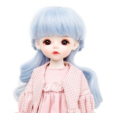 Doris Doll 30cm娃娃眼+假髮波浪藍, 棕色