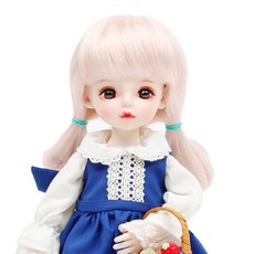 Doris Doll 30cm娃娃眼+假髮波浪粉色, 淺紫色