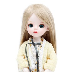 Doris Doll 30cm娃娃眼+假髮直發金發, 綠色