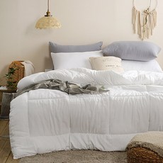 I'm Living 法式水洗方格絎縫薄被, 白色