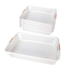 데코 다용도 직사각 바구니, 화이트, 6개