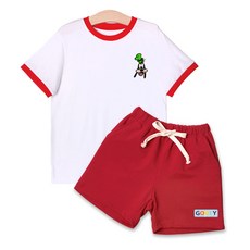 뉴욕꼬맹이 아동용 통기성 구피 배색반팔 상하의 세트 H004