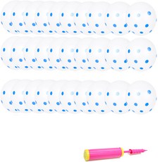 NEOTEX 圓點印花氣球 30cm 30入 + 手動打氣筒 隨機出貨組合, 白色 + 藍色, 1套