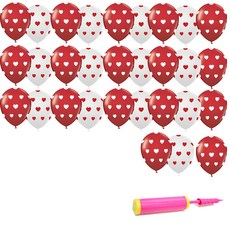 PARTYSHOW Neotex 大愛心印花氣球 30cm 30入 + 手動打氣筒套組, 隨機出貨, 1套