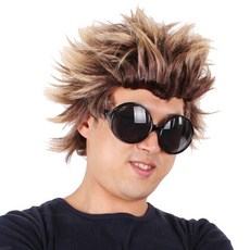 騎士假髮 + 圓框眼鏡, 假髮(金色), 眼鏡(黑色), 1套