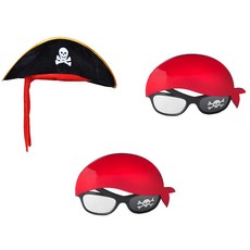 高級海盜船長帽 + 海盜頭巾眼罩組, 混色, 2套