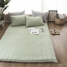 LIVING HOME daily Stay條紋系列棉質薄床墊套, 綠色