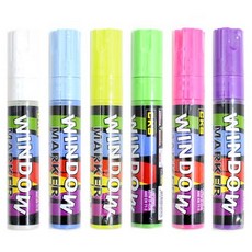 CKS 新雪克 窗用麥克筆 大型, 1套, 紫色、粉色、黃綠色、黃色、白色、天空