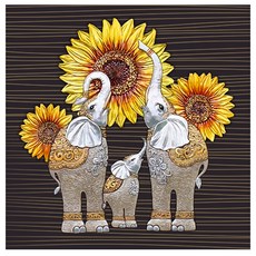 KMELLIE 3D立體方塊鑽石畫套組 大象向日葵 40 x 40 cm, 混合色, 1個