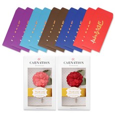 카네이션 부토니에 2종 + 골드 캘리 돈봉투 세로형 5종 x 2p 세트, 고맙, 1세트