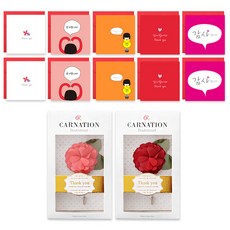 투영디자인 카네이션 부토니에 2종 랜덤발송 + 미니 축하카드 5종 x 2p 세트, 감사, 1개
