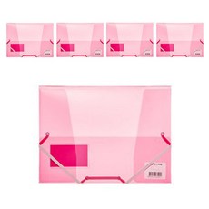 ECO Chungwoon 透明X型綁帶文件夾 A4, 粉紅色, 5個