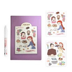 Flyingwhales 紅發 & 簡易現金簿 + 明信片 + DIY 剪紙貼紙 + 3 色圓珠筆, 紫色的, 1套