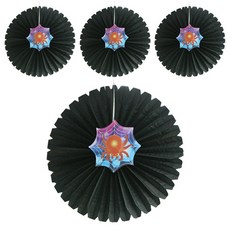 派對用品 紙質圓形吊飾 4入, 蜘蛛