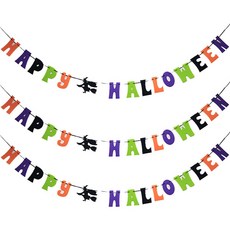 리빙다 해패할로윈 펠트 가랜드 3p, 혼합색상